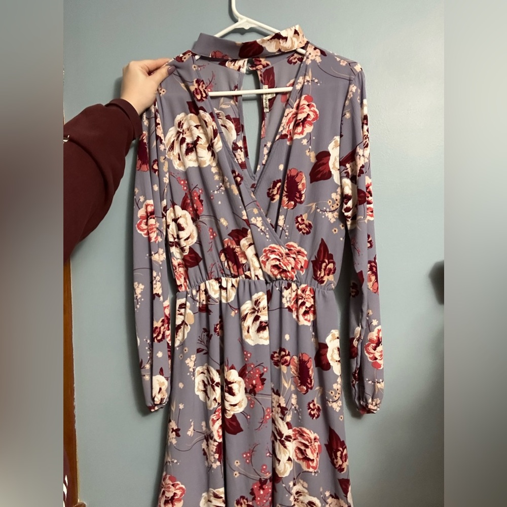 Purple dress with roses